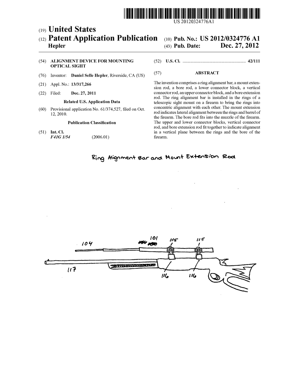 Alignment device for mounting optical sight - diagram, schematic, and image 01