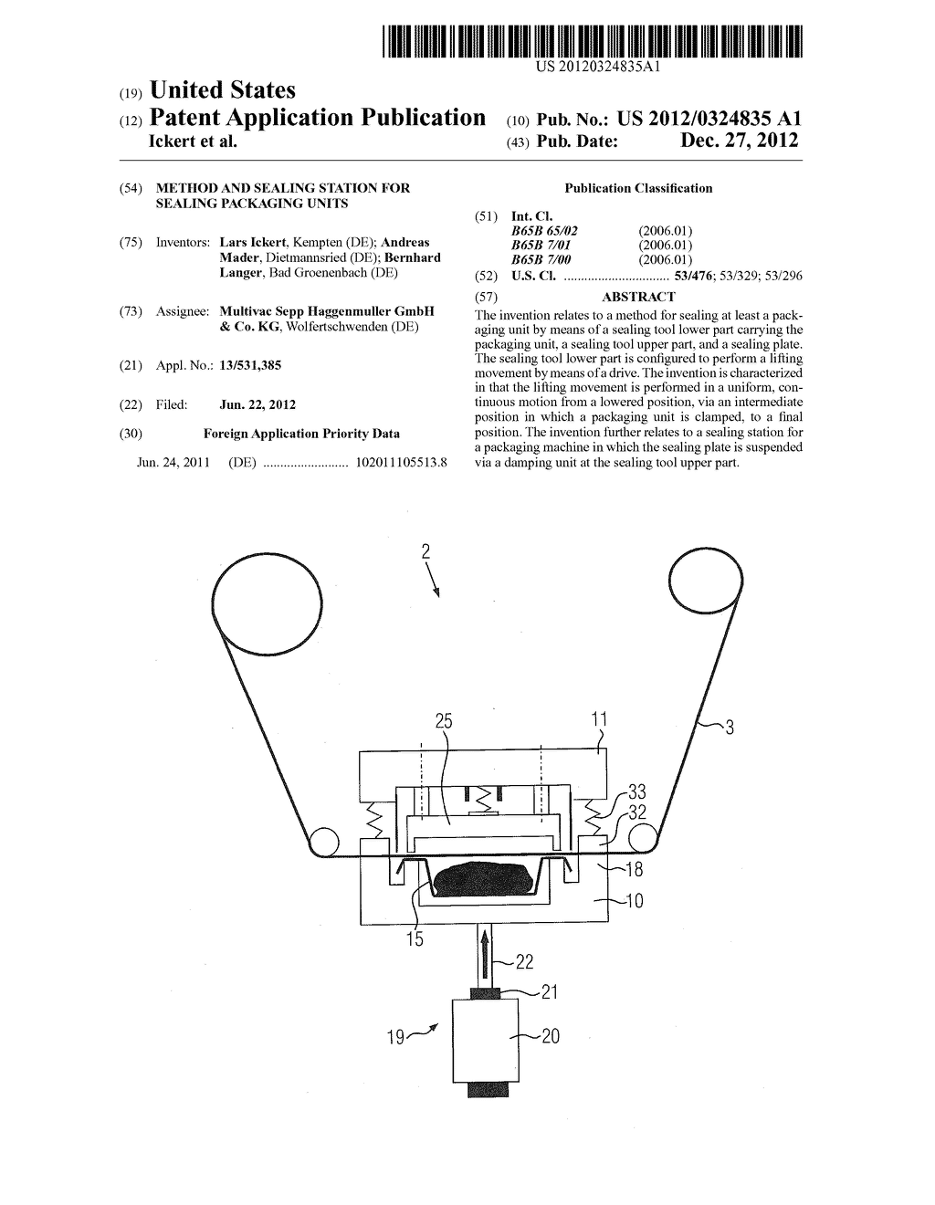 METHOD AND SEALING STATION FOR SEALING PACKAGING UNITS - diagram, schematic, and image 01