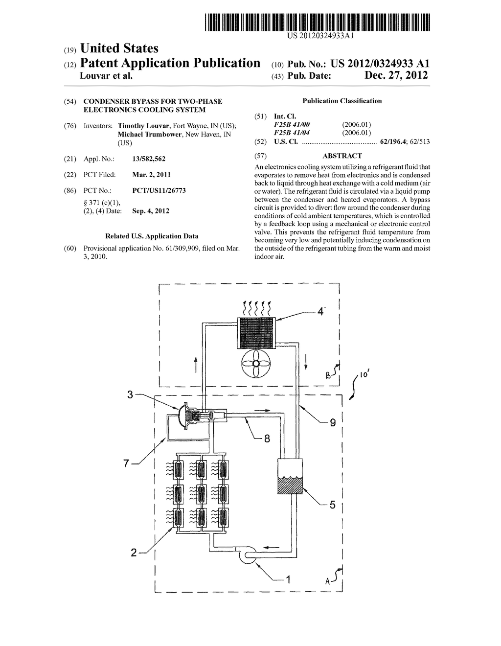 CONDENSER BYPASS FOR TWO-PHASE ELECTRONICS COOLING SYSTEM - diagram, schematic, and image 01