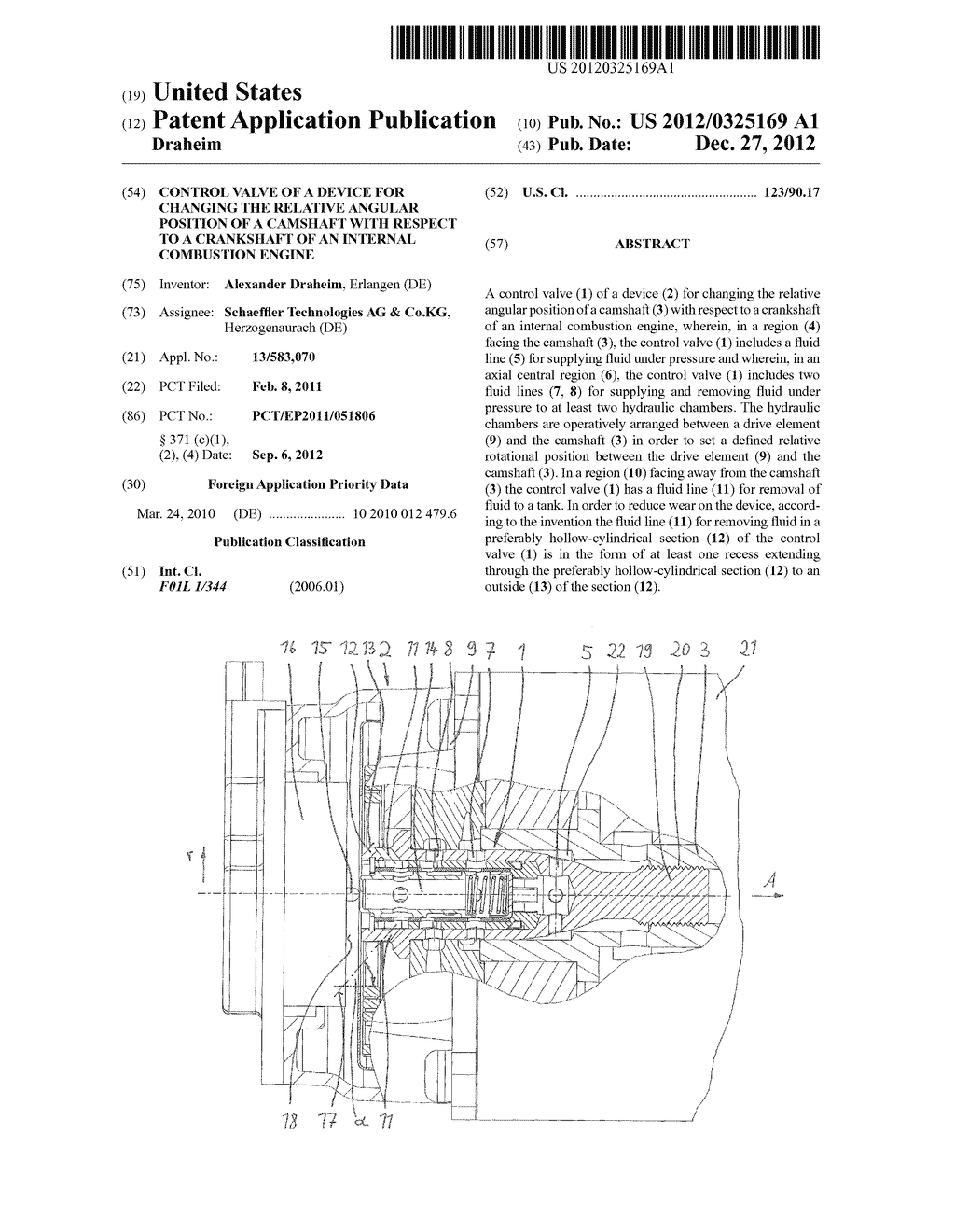 CONTROL VALVE OF A DEVICE FOR CHANGING THE RELATIVE ANGULAR POSITION OF A     CAMSHAFT WITH RESPECT TO A CRANKSHAFT OF AN INTERNAL COMBUSTION ENGINE - diagram, schematic, and image 01