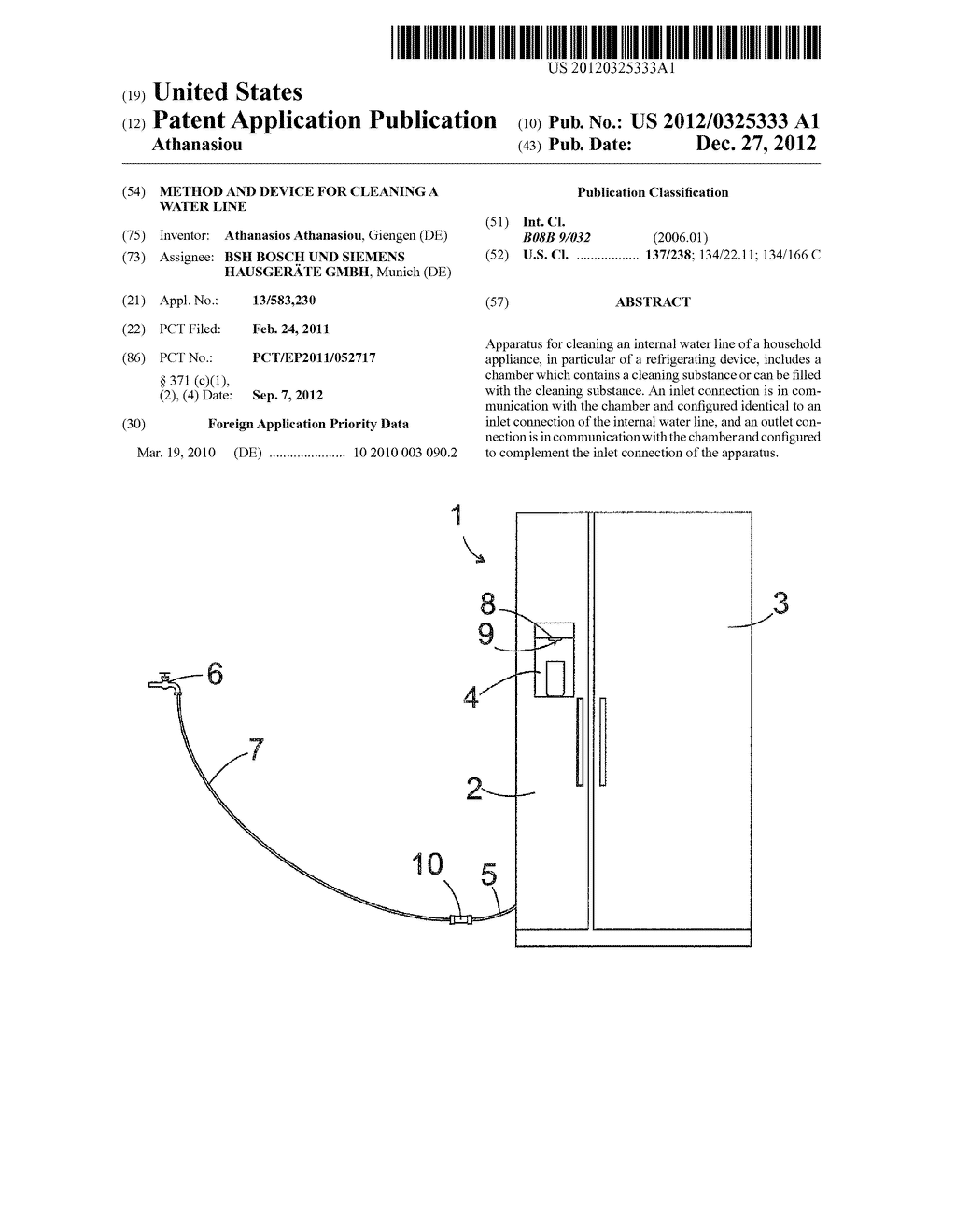 METHOD AND DEVICE FOR CLEANING A WATER LINE - diagram, schematic, and image 01