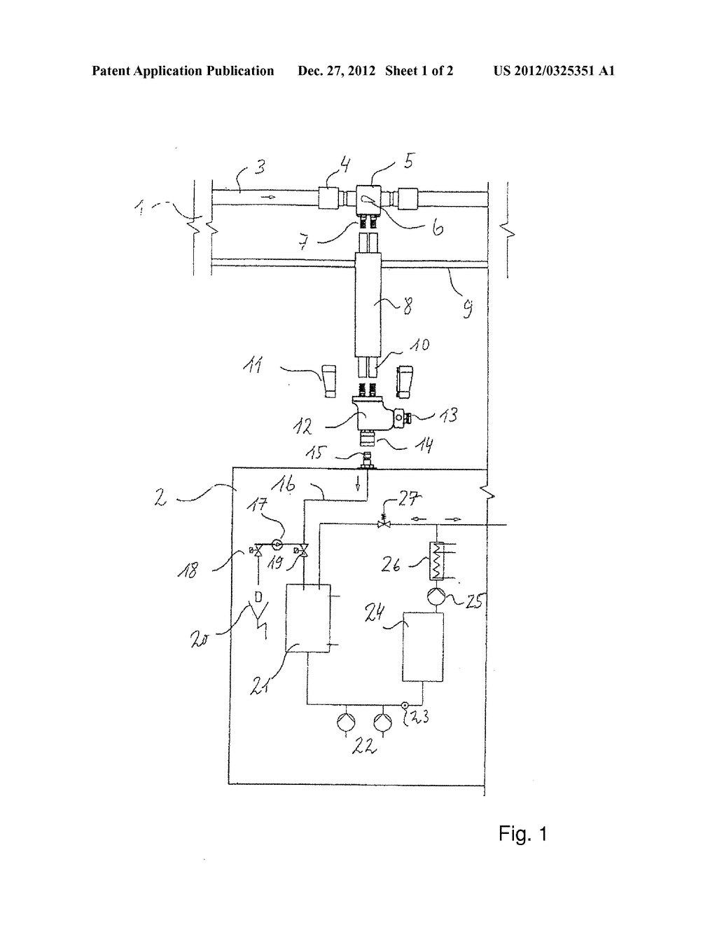 FLUID SYSTEM FOR SUPPLYING A DEVICE WITH HIGHLY PURE LIQUID - diagram, schematic, and image 02