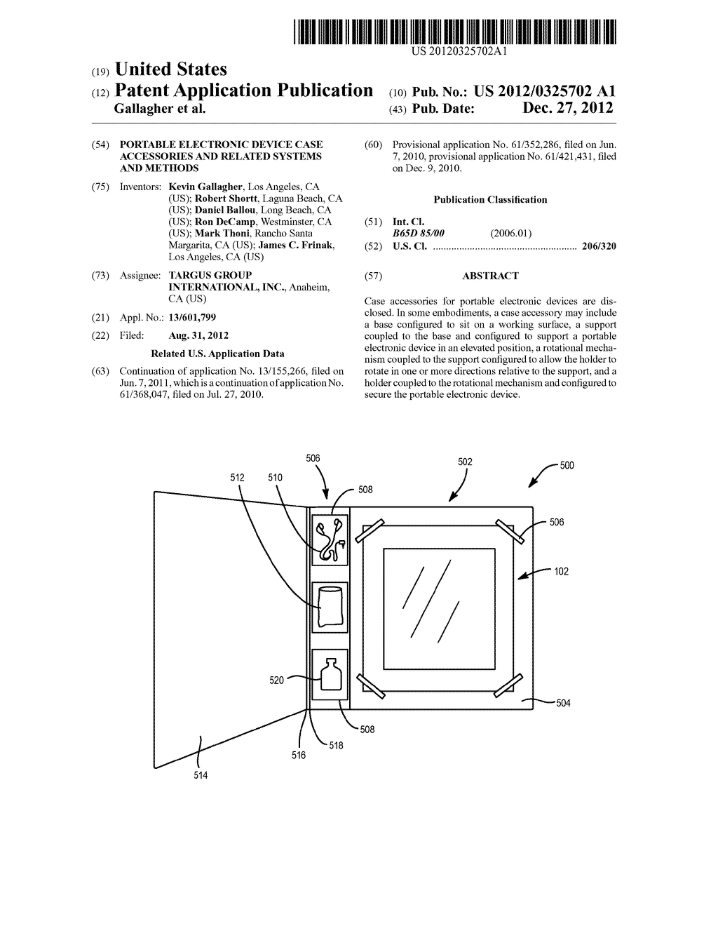 PORTABLE ELECTRONIC DEVICE CASE ACCESSORIES AND RELATED SYSTEMS AND     METHODS - diagram, schematic, and image 01