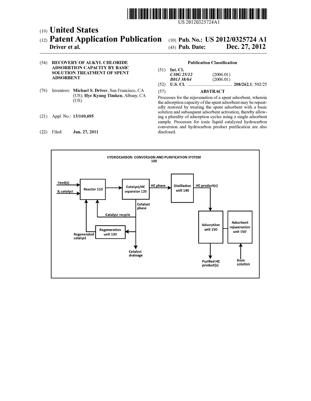 RECOVERY OF ALKYL CHLORIDE ADSORBTION CAPACITY BY BASIC SOLUTION TREATMENT     OF SPENT ADSORBENT - diagram, schematic, and image 01