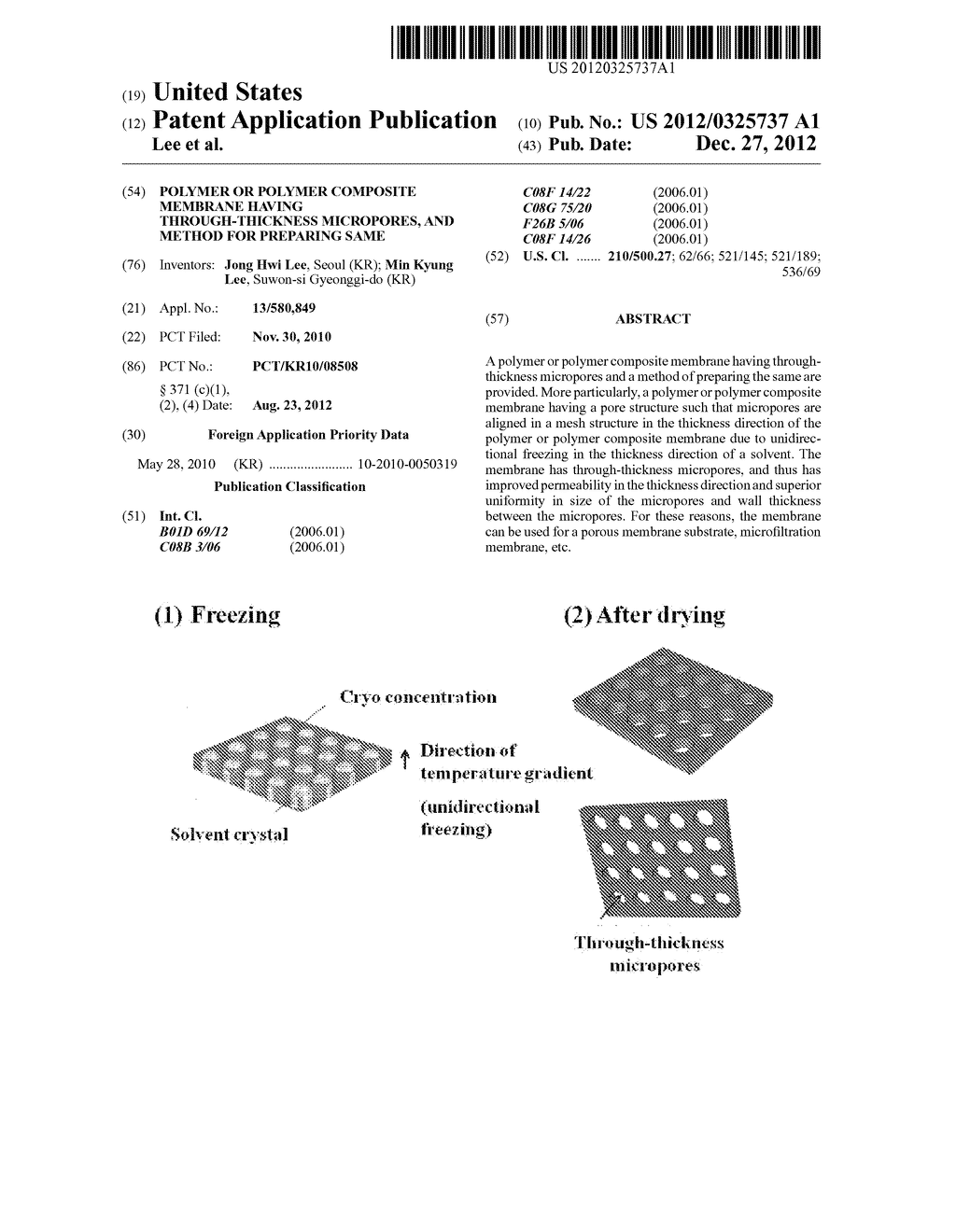 POLYMER OR POLYMER COMPOSITE MEMBRANE HAVING THROUGH-THICKNESS MICROPORES,     AND METHOD FOR PREPARING SAME - diagram, schematic, and image 01