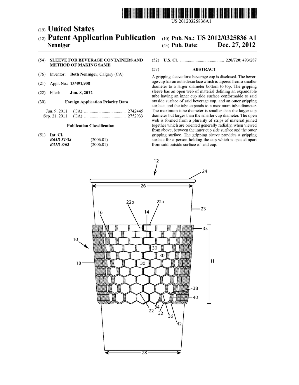 Sleeve for Beverage Containers and Method of Making Same - diagram, schematic, and image 01