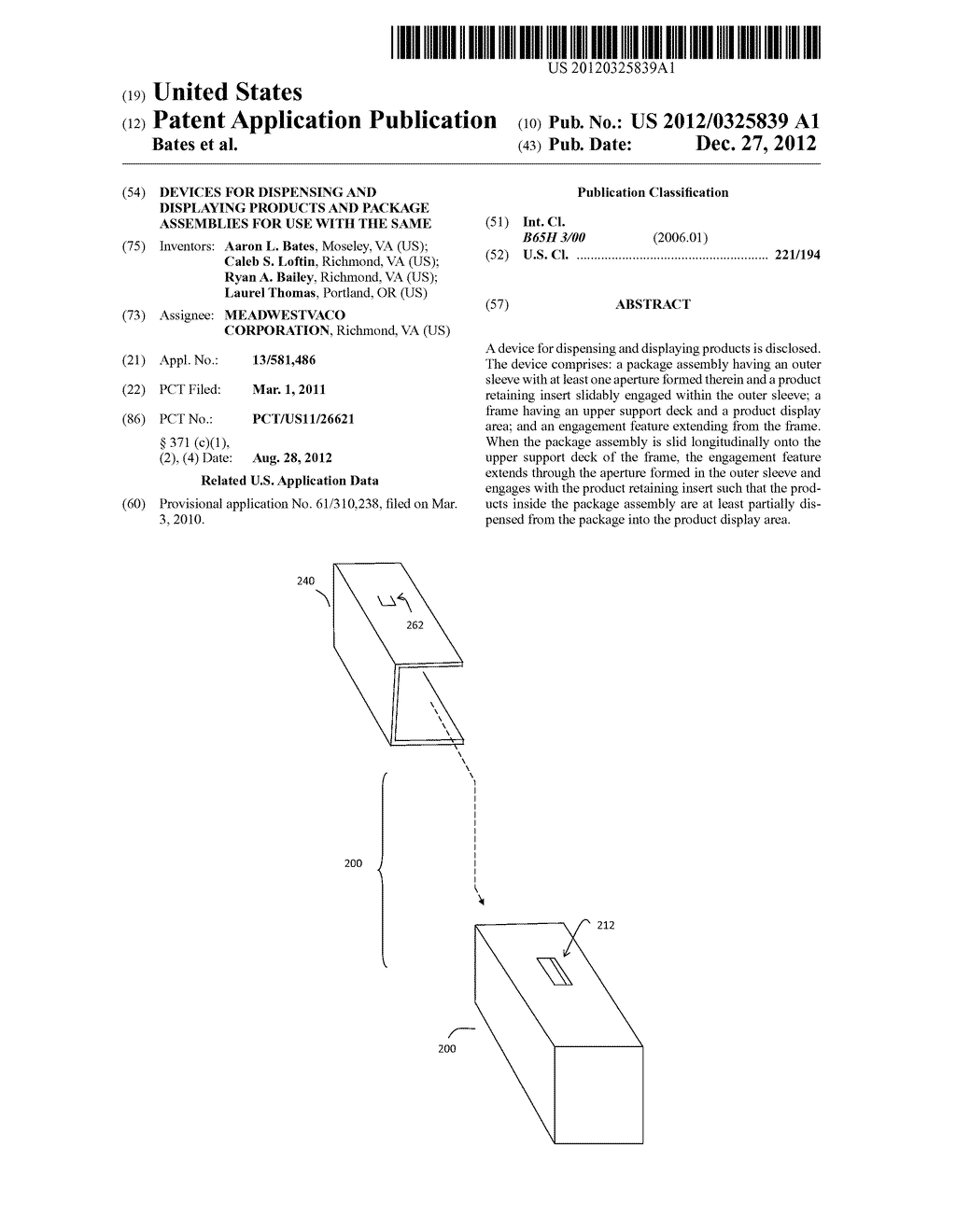 DEVICES FOR DISPENSING AND DISPLAYING PRODUCTS AND PACKAGE ASSEMBLIES FOR     USE WITH THE SAME - diagram, schematic, and image 01