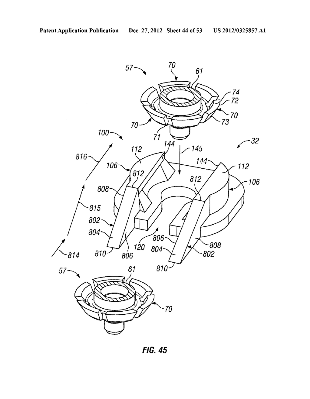 RAMPED ACTUATOR FOR ENGAGEMENT FLANGE ON REMOVABLE DISPENSER CARTRIDGE - diagram, schematic, and image 45