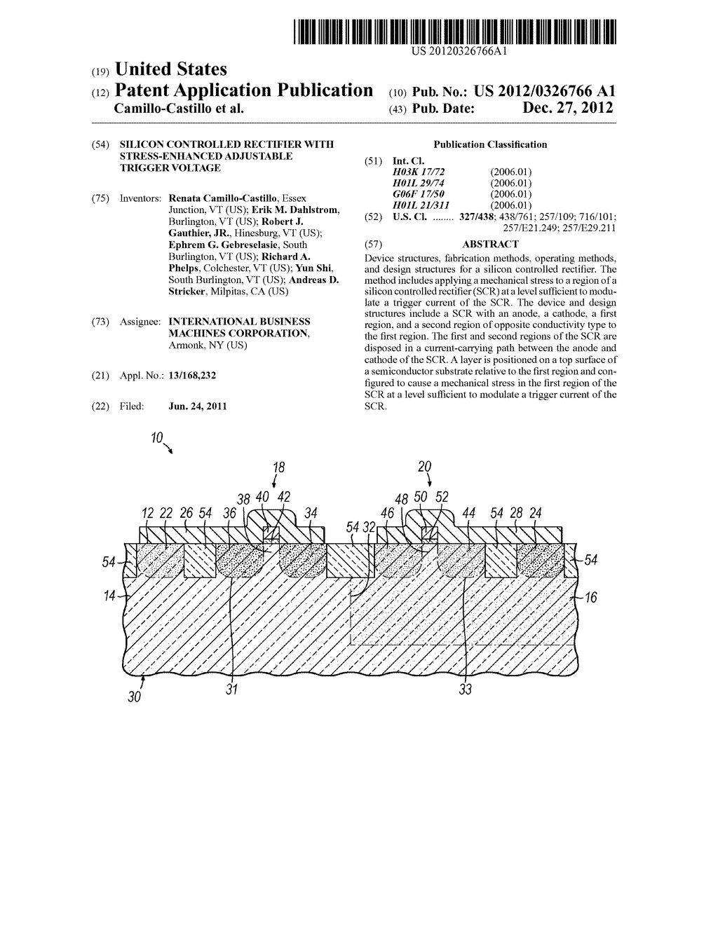 Silicon Controlled Rectifier with Stress-Enhanced Adjustable Trigger     Voltage - diagram, schematic, and image 01