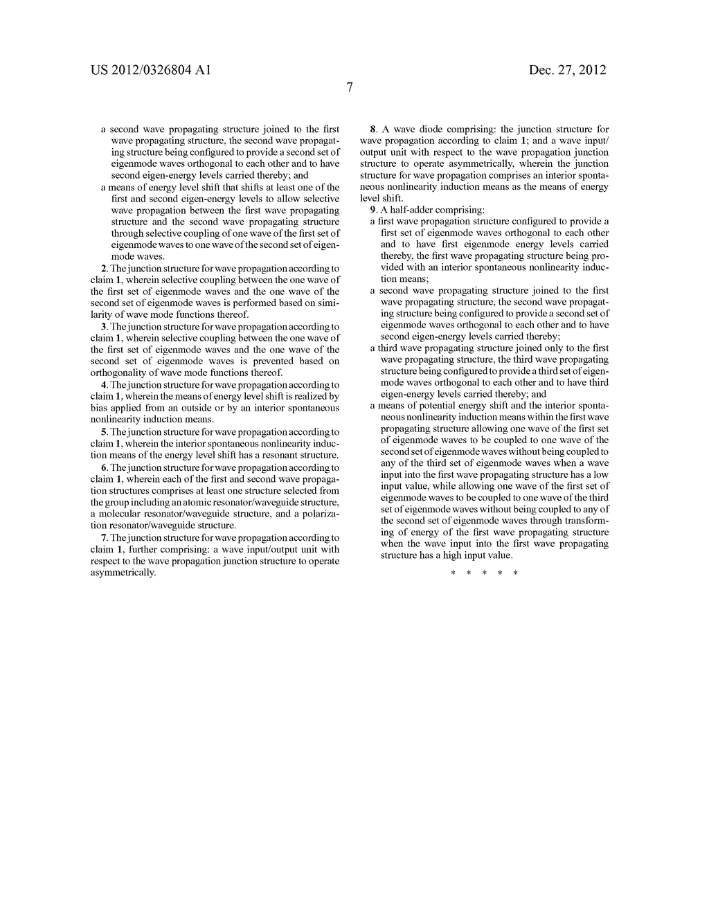 JUNCTION STRUCTURE FOR WAVE PROPAGATION, WAVE DIODE AND WAVE HALF-ADDER     USING THE SAME - diagram, schematic, and image 12