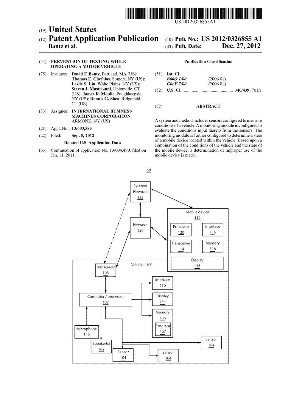 PREVENTION OF TEXTING WHILE OPERATING A MOTOR VEHICLE - diagram, schematic, and image 01