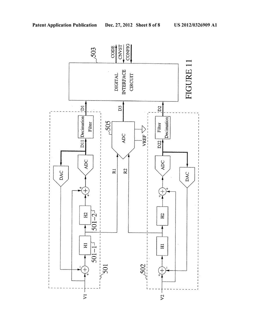 SIMULTANEOUSLY-SAMPLING SINGLE-ENDED AND DIFFERENTIAL TWO-INPUT     ANALOG-TO-DIGITAL CONVERTER - diagram, schematic, and image 09