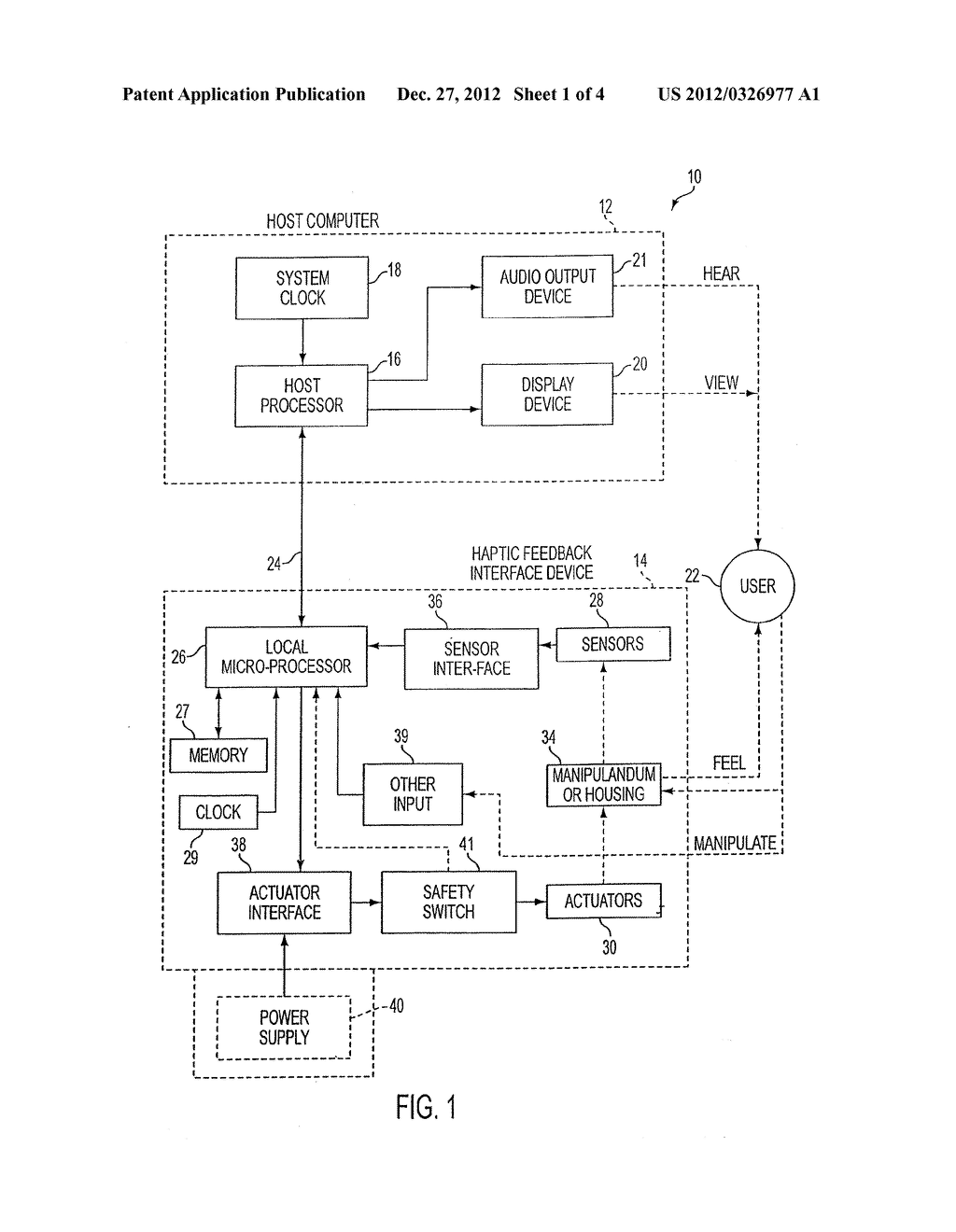 Hybrid Control Of Haptic Feedback For Host Computer And Interface Device - diagram, schematic, and image 02