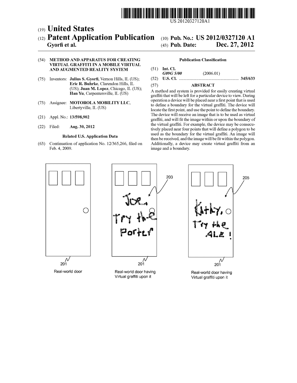 METHOD AND APPARATUS FOR CREATING VIRTUAL GRAFFITI IN A MOBILE VIRTUAL AND     AUGMENTED REALITY SYSTEM - diagram, schematic, and image 01