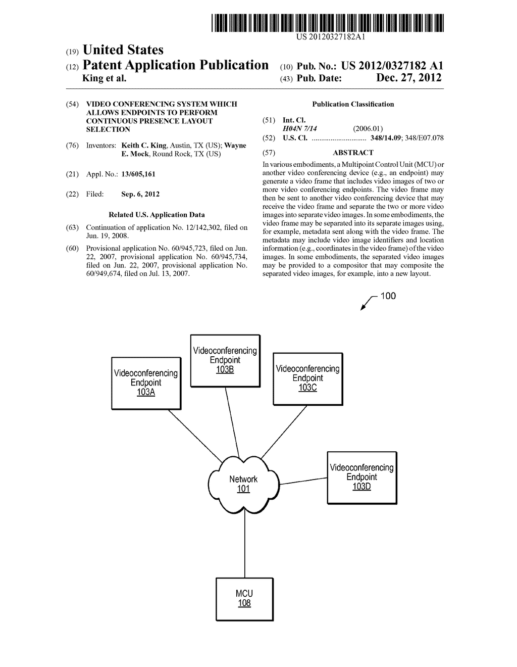 Video Conferencing System which Allows Endpoints to Perform Continuous     Presence Layout Selection - diagram, schematic, and image 01