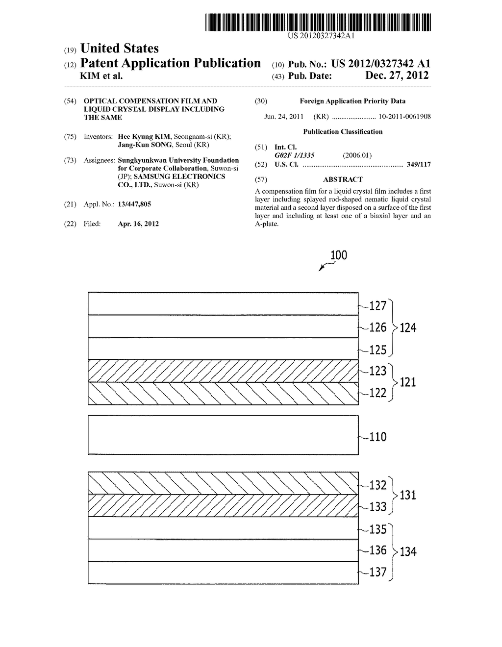 OPTICAL COMPENSATION FILM AND LIQUID CRYSTAL DISPLAY INCLUDING THE SAME - diagram, schematic, and image 01