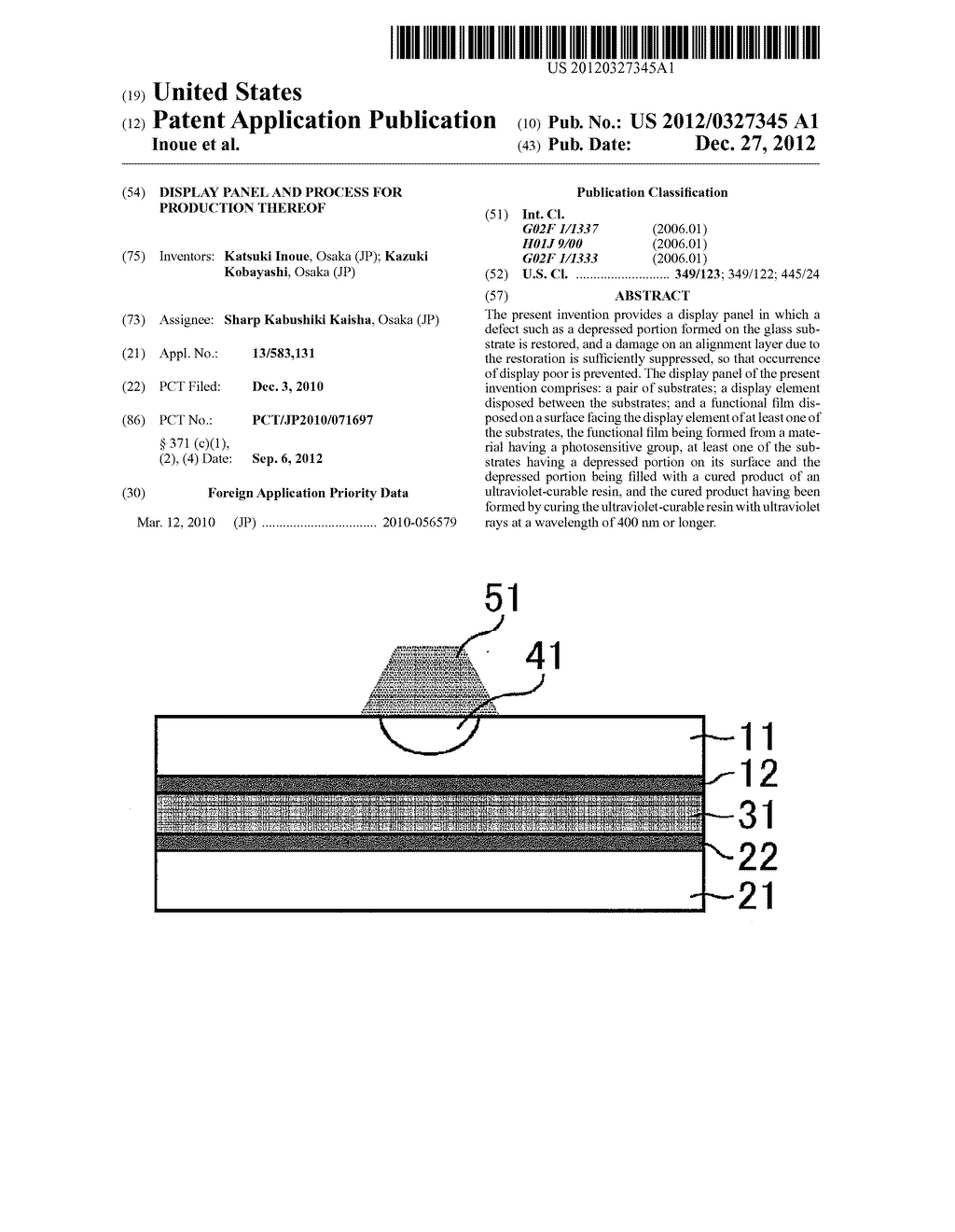 DISPLAY PANEL AND PROCESS FOR PRODUCTION THEREOF - diagram, schematic, and image 01