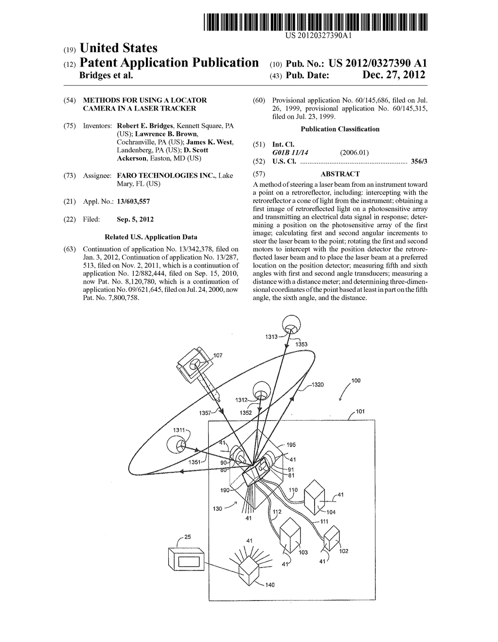 METHODS FOR USING A LOCATOR CAMERA IN A LASER TRACKER - diagram, schematic, and image 01