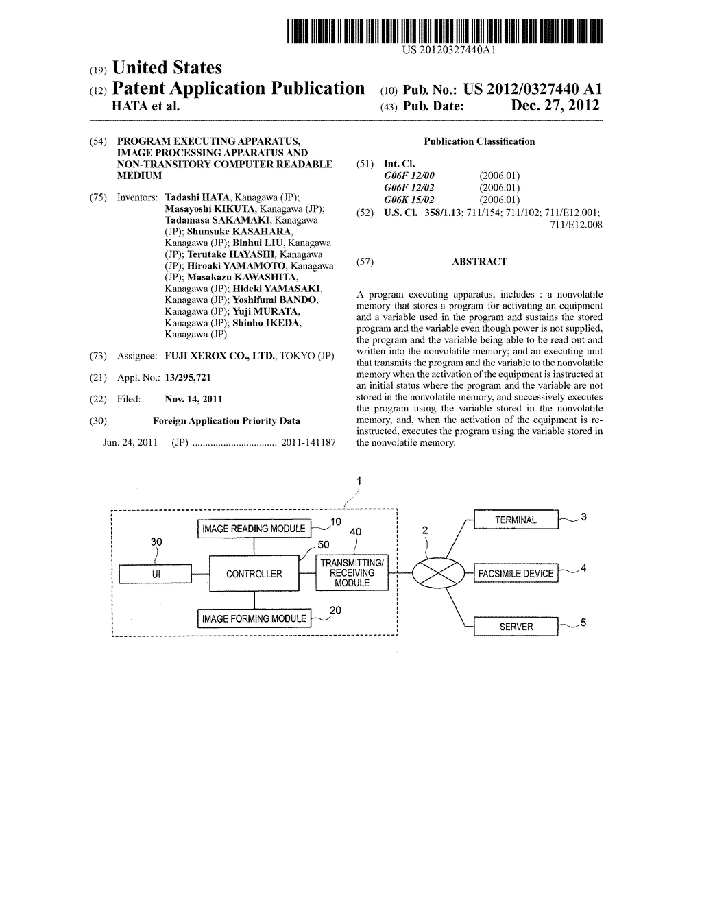 PROGRAM EXECUTING APPARATUS, IMAGE PROCESSING APPARATUS AND NON-TRANSITORY     COMPUTER READABLE MEDIUM - diagram, schematic, and image 01