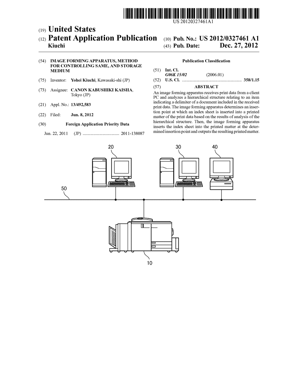 IMAGE FORMING APPARATUS, METHOD FOR CONTROLLING SAME, AND STORAGE MEDIUM - diagram, schematic, and image 01