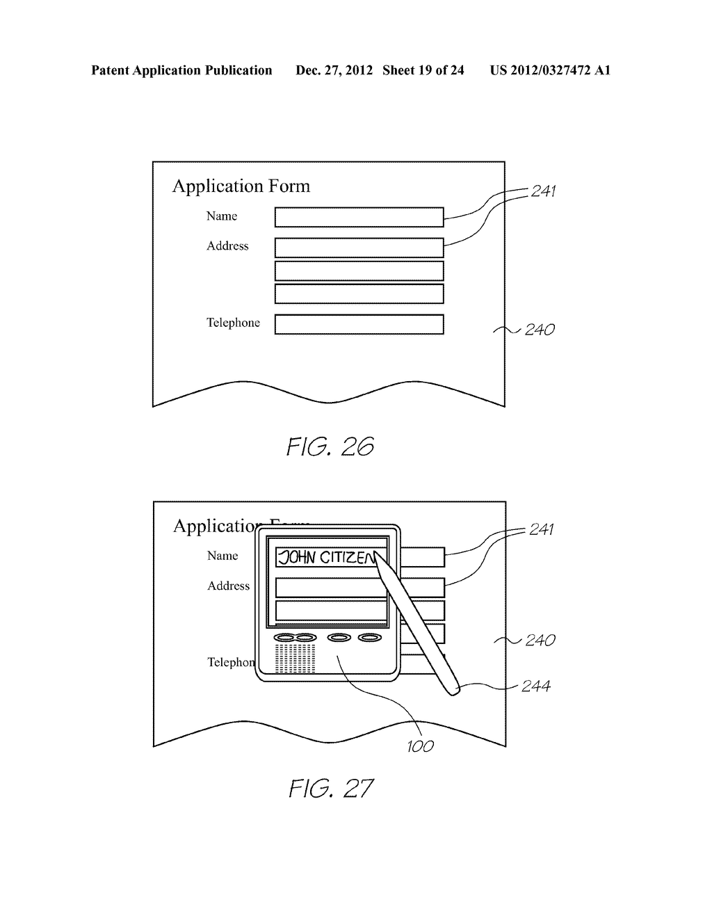 Device for rendering display output associated with printed content     overlayed by the device - diagram, schematic, and image 20