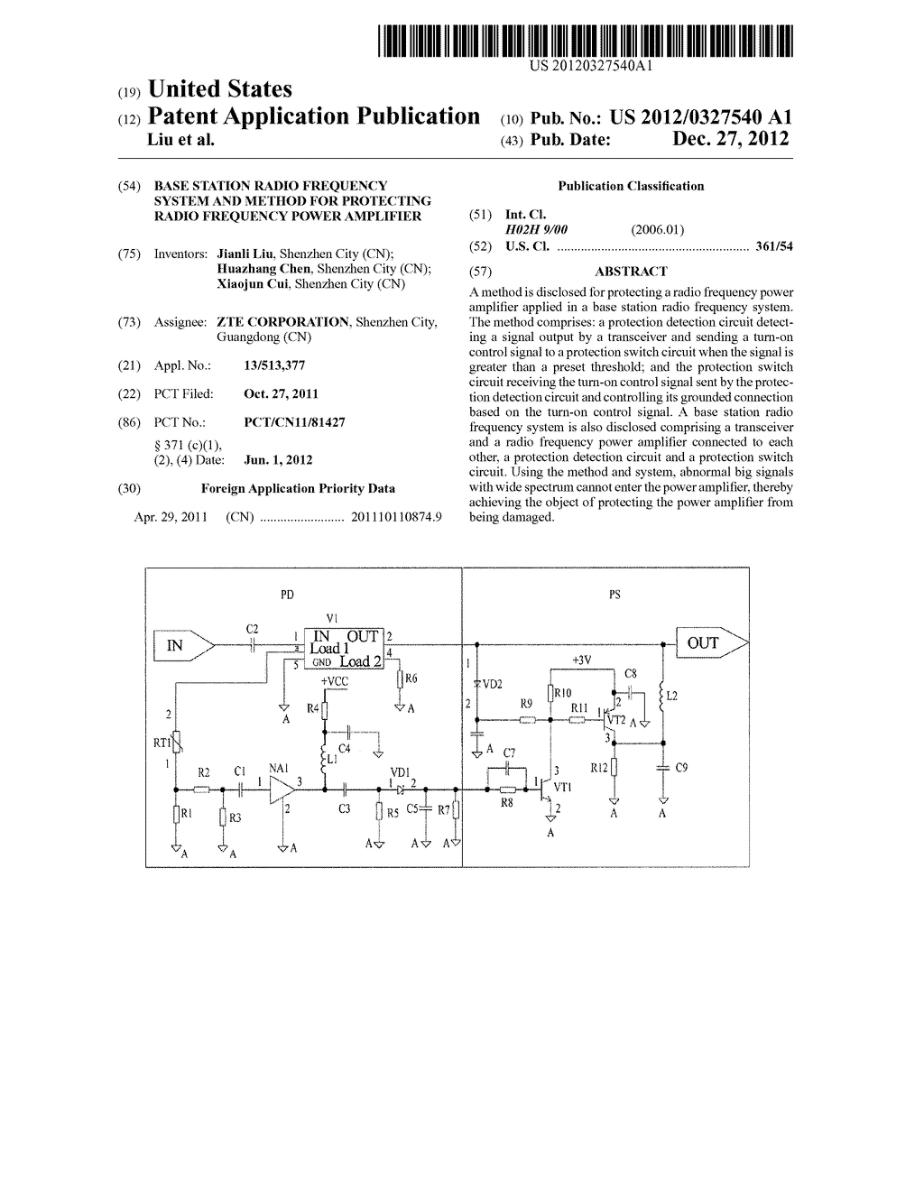 BASE STATION RADIO FREQUENCY SYSTEM AND METHOD FOR PROTECTING RADIO     FREQUENCY POWER AMPLIFIER - diagram, schematic, and image 01