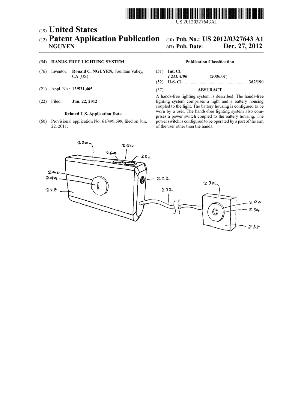 HANDS-FREE LIGHTING SYSTEM - diagram, schematic, and image 01