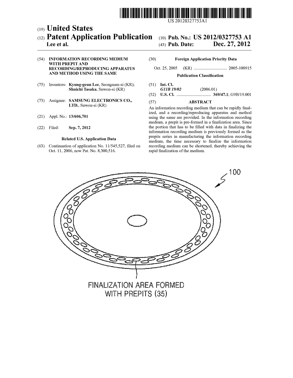 INFORMATION RECORDING MEDIUM WITH PREPIT AND RECORDING/REPRODUCING     APPARATUS AND METHOD USING THE SAME - diagram, schematic, and image 01