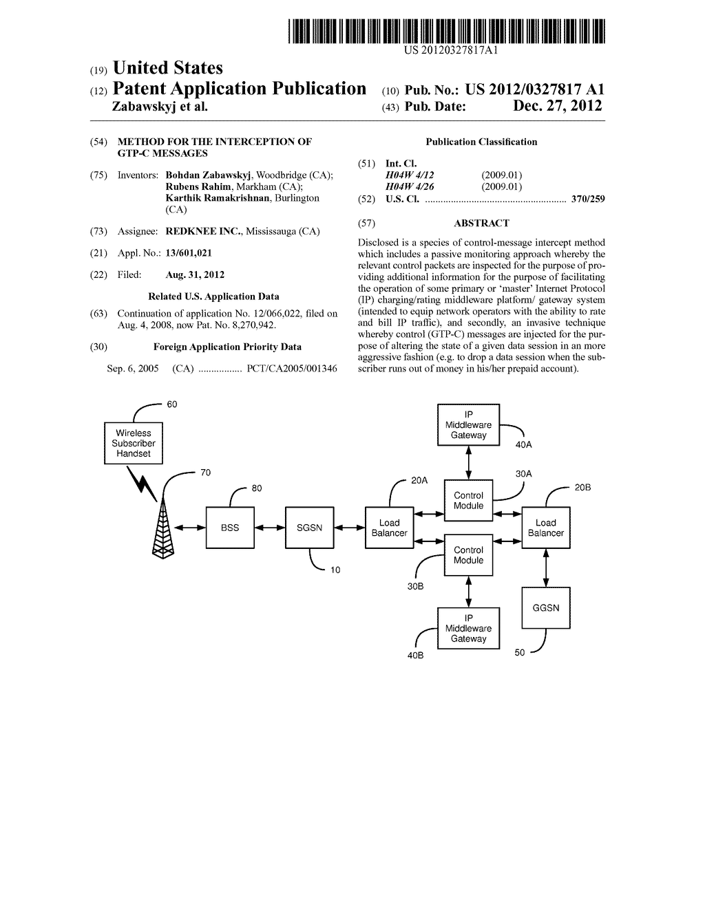 METHOD FOR THE INTERCEPTION OF GTP-C MESSAGES - diagram, schematic, and image 01