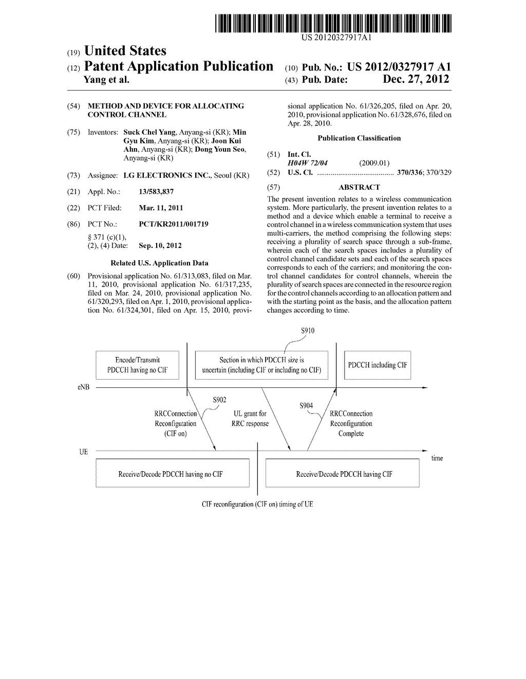 METHOD AND DEVICE FOR ALLOCATING CONTROL CHANNEL - diagram, schematic, and image 01