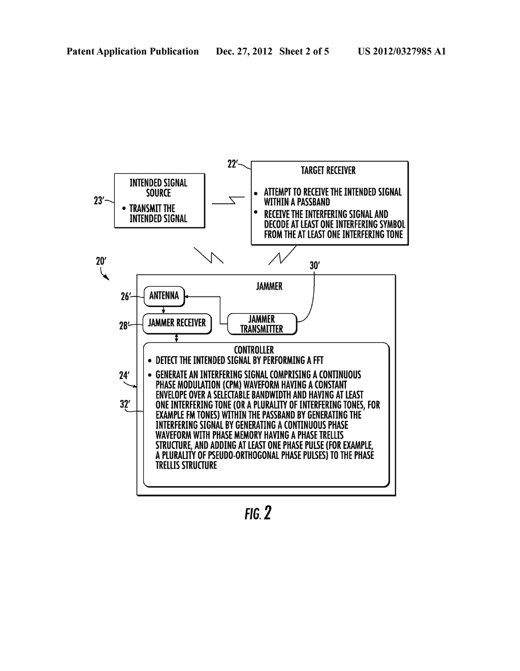 COMMUNICATIONS SYSTEM INCLUDING JAMMER USING CONTINUOUS PHASE MODULATION     (CPM) AND ASSOCIATED METHODS - diagram, schematic, and image 03