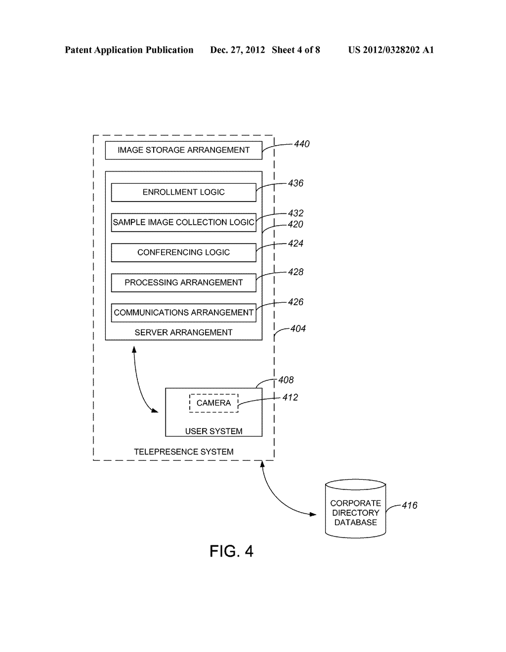 METHOD AND APPARATUS FOR ENROLLING A USER IN A TELEPRESENCE SYSTEM USING A     FACE-RECOGNITION-BASED IDENTIFICATION SYSTEM - diagram, schematic, and image 05