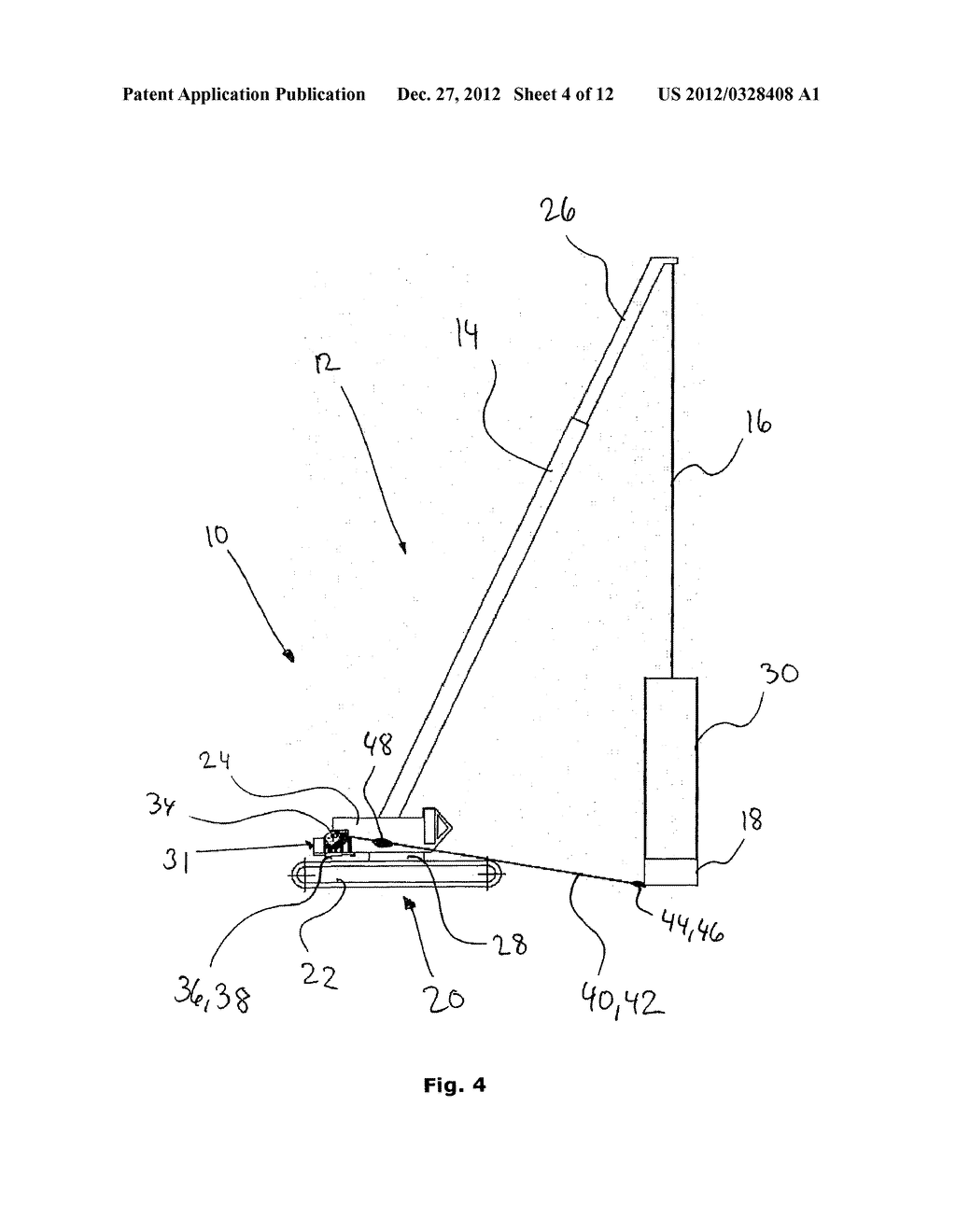 Method for Controlling the Orientation of a Load Suspended from a Bearing     Wire About Said Bearing Wire and a Winch Arrangement - diagram, schematic, and image 05