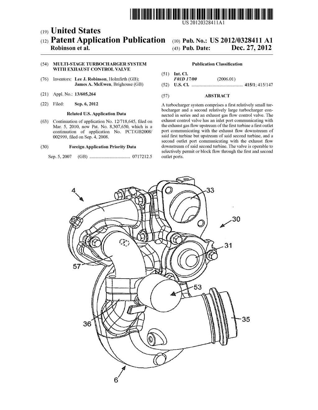 MULTI-STAGE TURBOCHARGER SYSTEM WITH EXHAUST CONTROL VALVE - diagram, schematic, and image 01