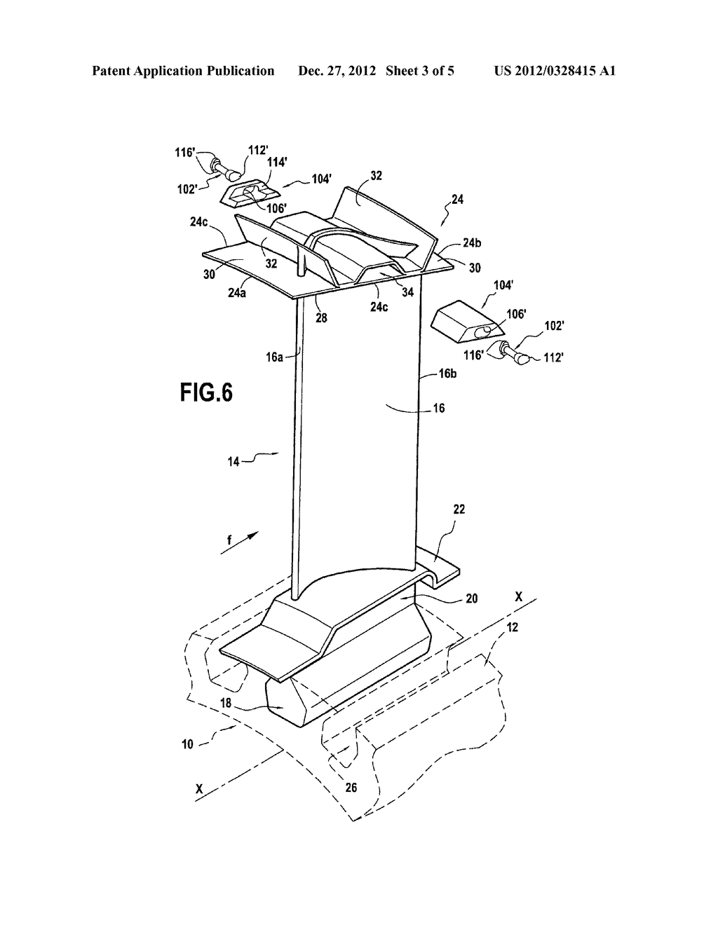 VIBRATION DAMPER COMPRISING A PEG BETWEEN OUTER PLATFORMS OF ADJACENT     COMPOSITE-MATERIAL BLADES OF A TURBINE ENGINE ROTOR WHEEL - diagram, schematic, and image 04