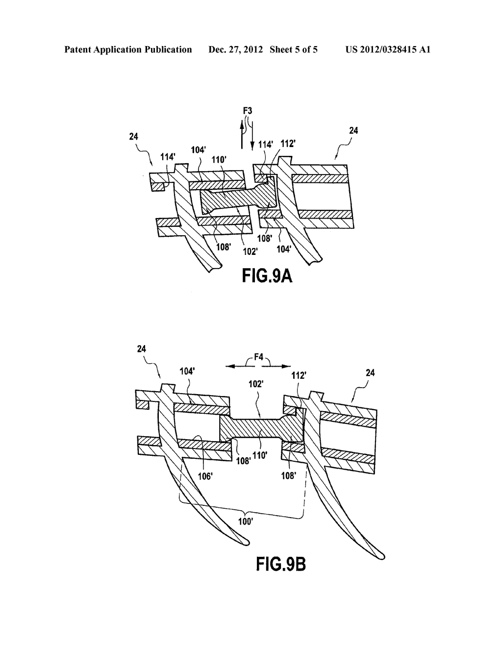 VIBRATION DAMPER COMPRISING A PEG BETWEEN OUTER PLATFORMS OF ADJACENT     COMPOSITE-MATERIAL BLADES OF A TURBINE ENGINE ROTOR WHEEL - diagram, schematic, and image 06