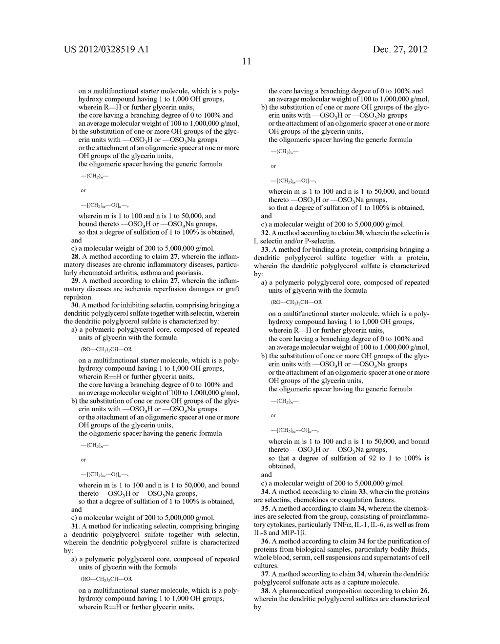 DENTRIC  POLYGLYCEROL SULFATES AND SULFONATES AND THEIR USE FOR     INFLAMMATORY DISEASES - diagram, schematic, and image 30