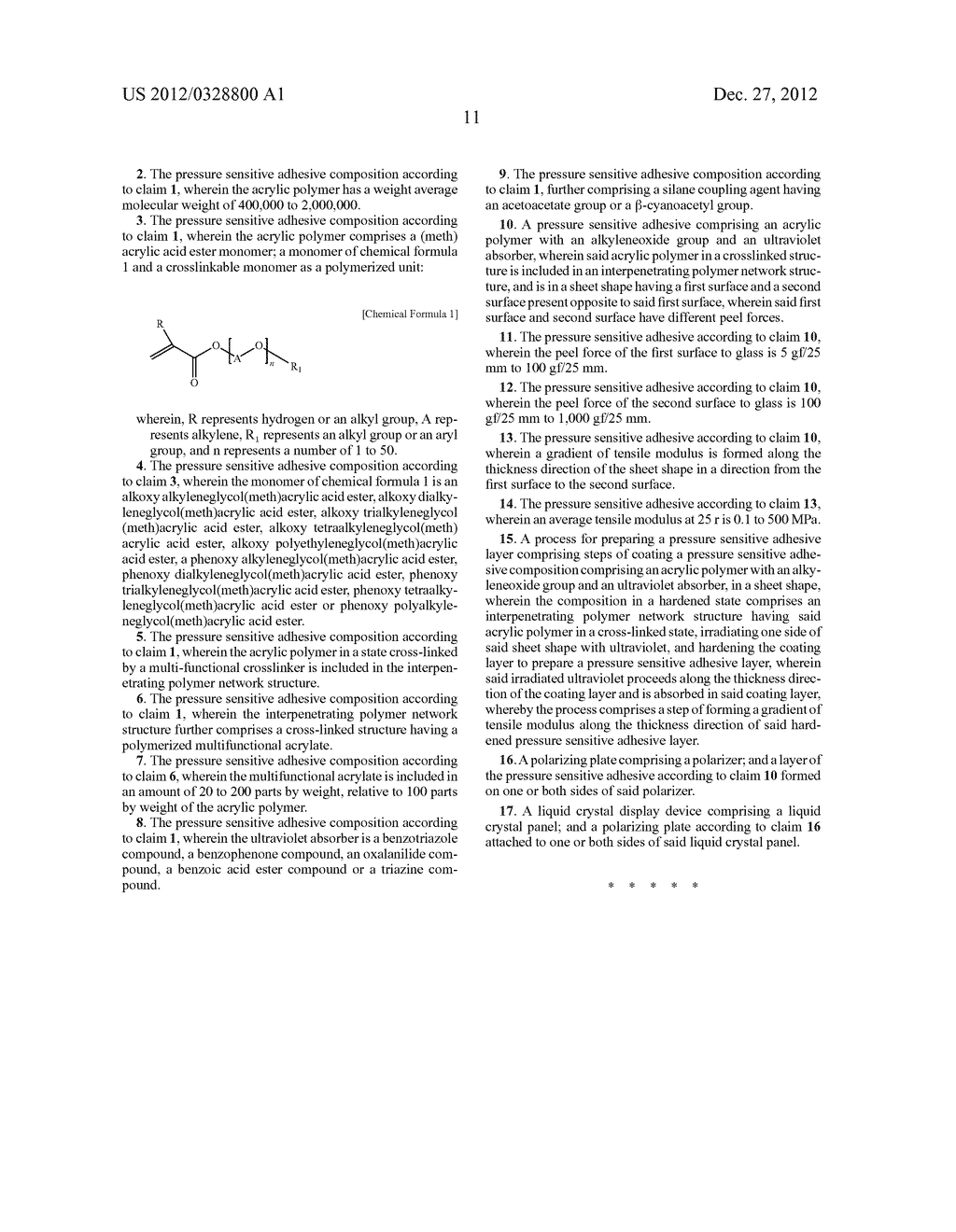 PRESSURE SENSITIVE ADHESIVE COMPOSITION (As Amended) - diagram, schematic, and image 13