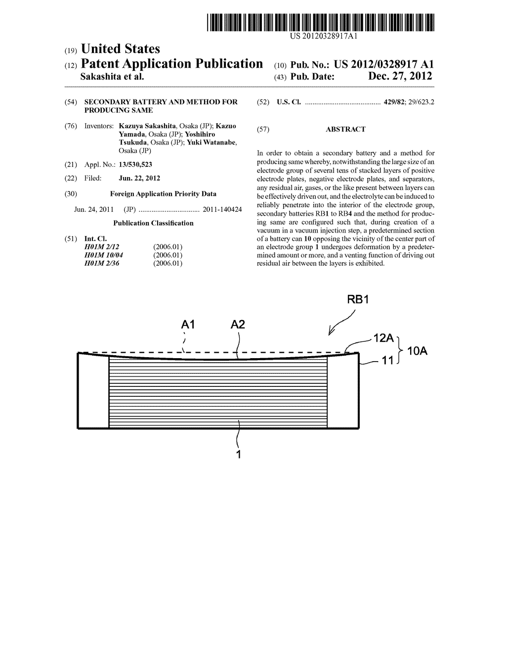 SECONDARY BATTERY AND METHOD FOR PRODUCING SAME - diagram, schematic, and image 01