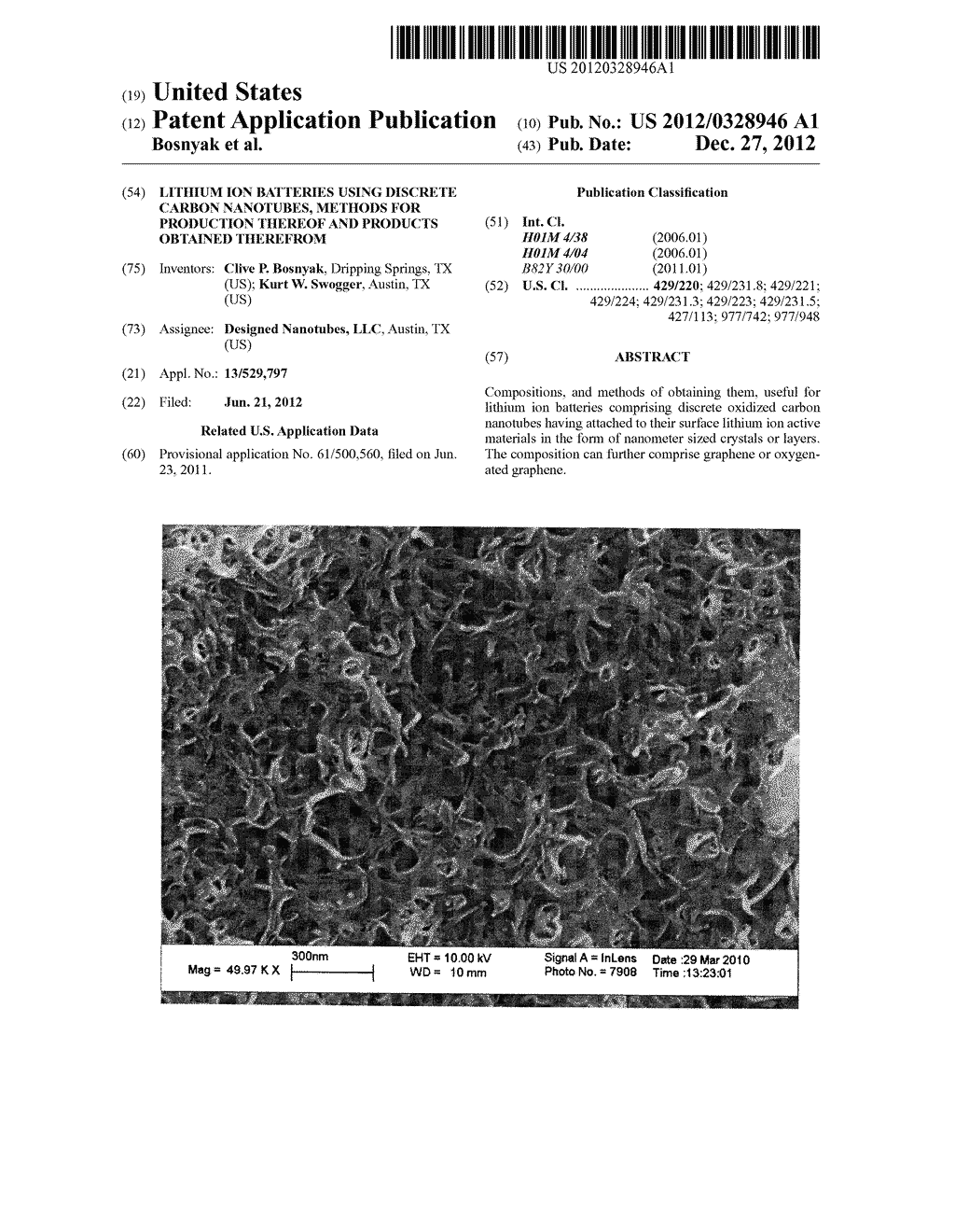 LITHIUM ION BATTERIES USING DISCRETE CARBON NANOTUBES, METHODS FOR     PRODUCTION THEREOF AND PRODUCTS OBTAINED THEREFROM - diagram, schematic, and image 01