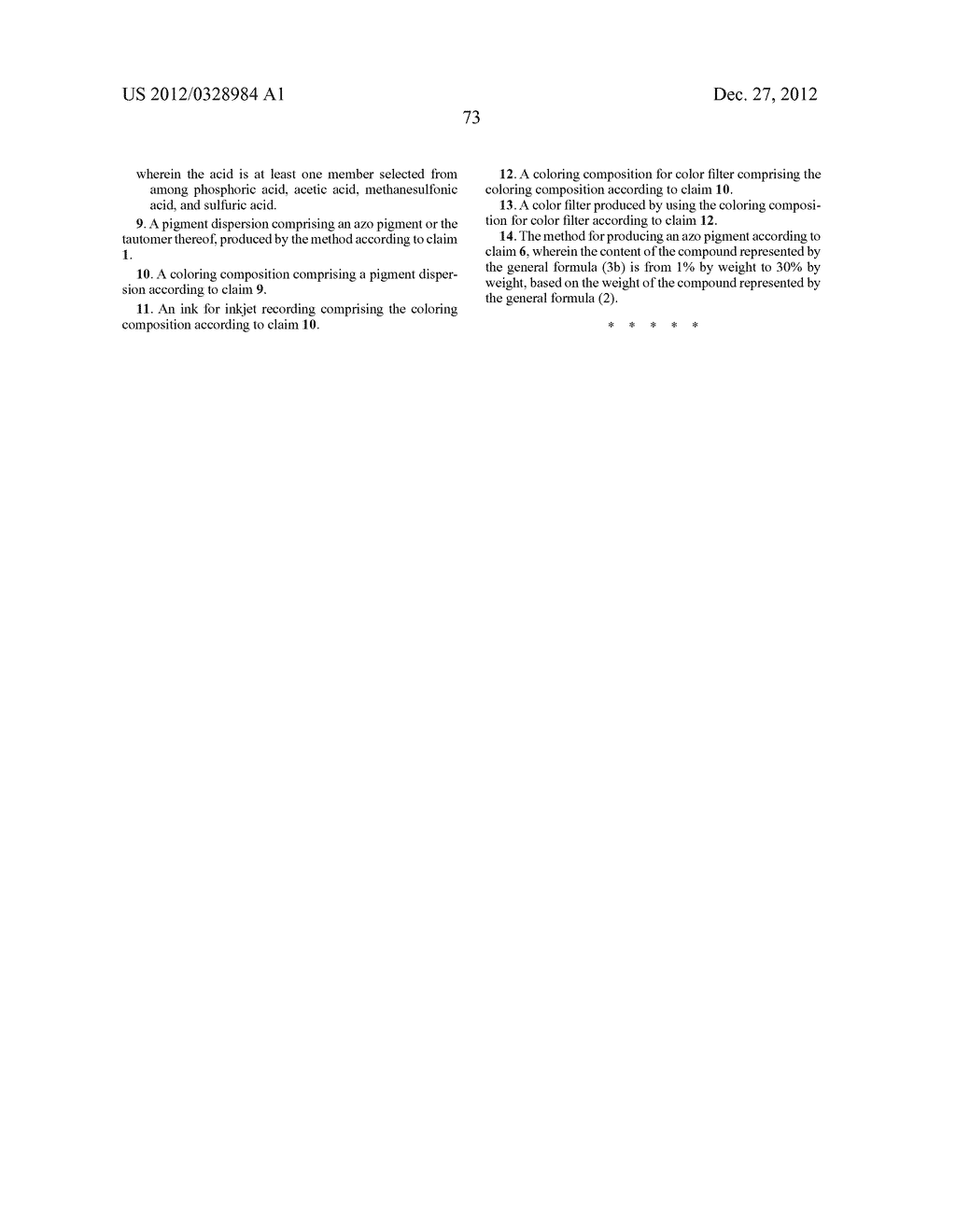 PROCESS FOR PRODUCING AZO COMPOUNDS, PIGMENT DISPERSION, COLORING     COMPOSITION, INK FOR INKJET RECORDING, COLORING COMPOSITION FOR COLOR     FILTER, AND COLOR FILTER - diagram, schematic, and image 77