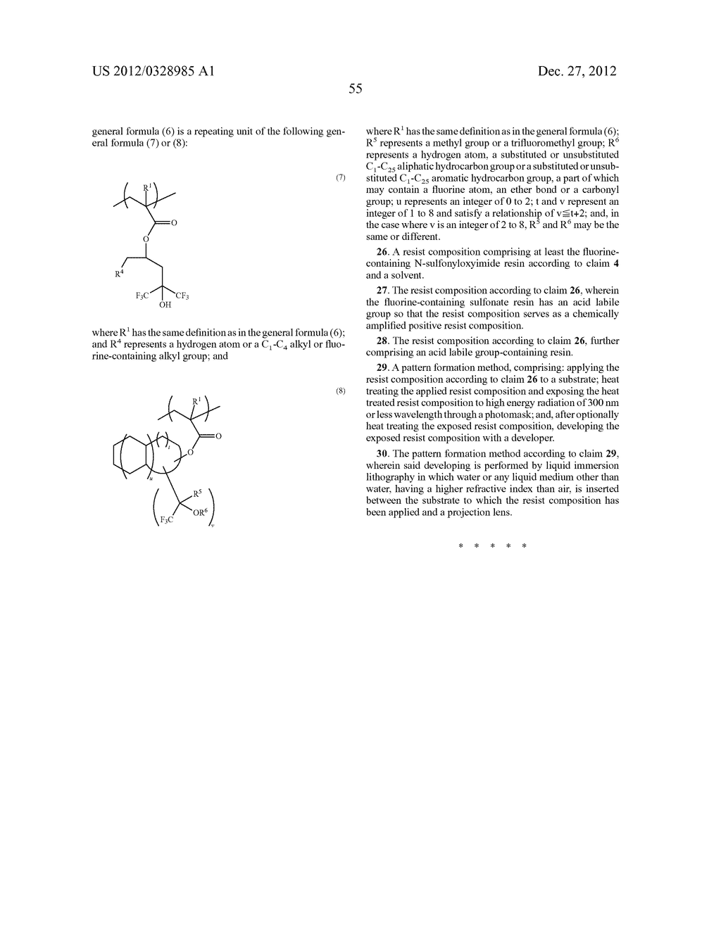 Fluorine-Containing Sulfonate Resin, Fluorine-Containing     N-Sulfonyloxyimide Resin, Resist Composition and Pattern Formation Method - diagram, schematic, and image 56