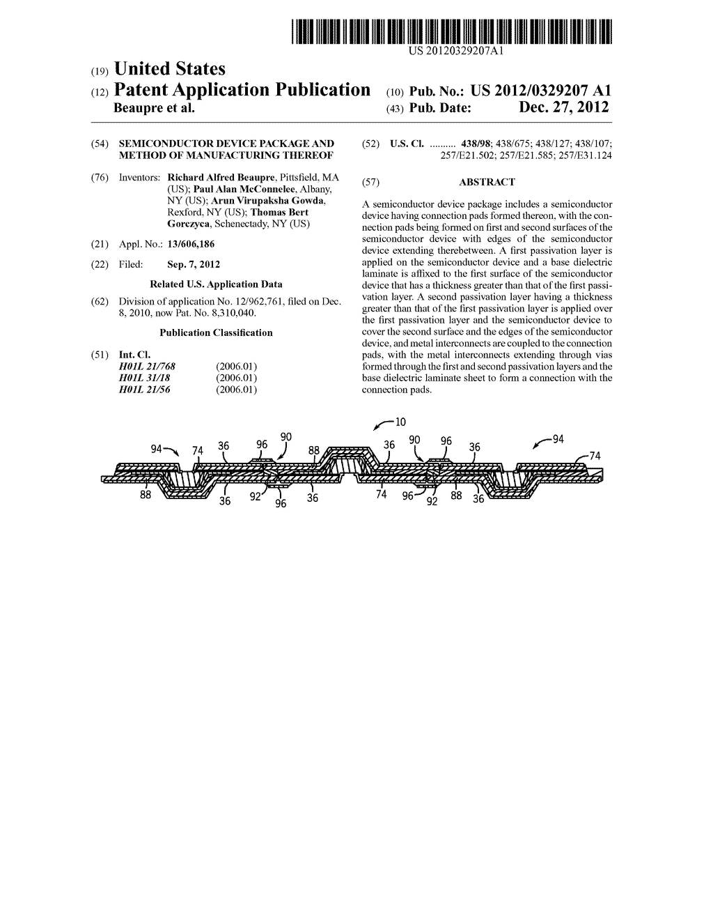 SEMICONDUCTOR DEVICE PACKAGE AND METHOD OF MANUFACTURING THEREOF - diagram, schematic, and image 01