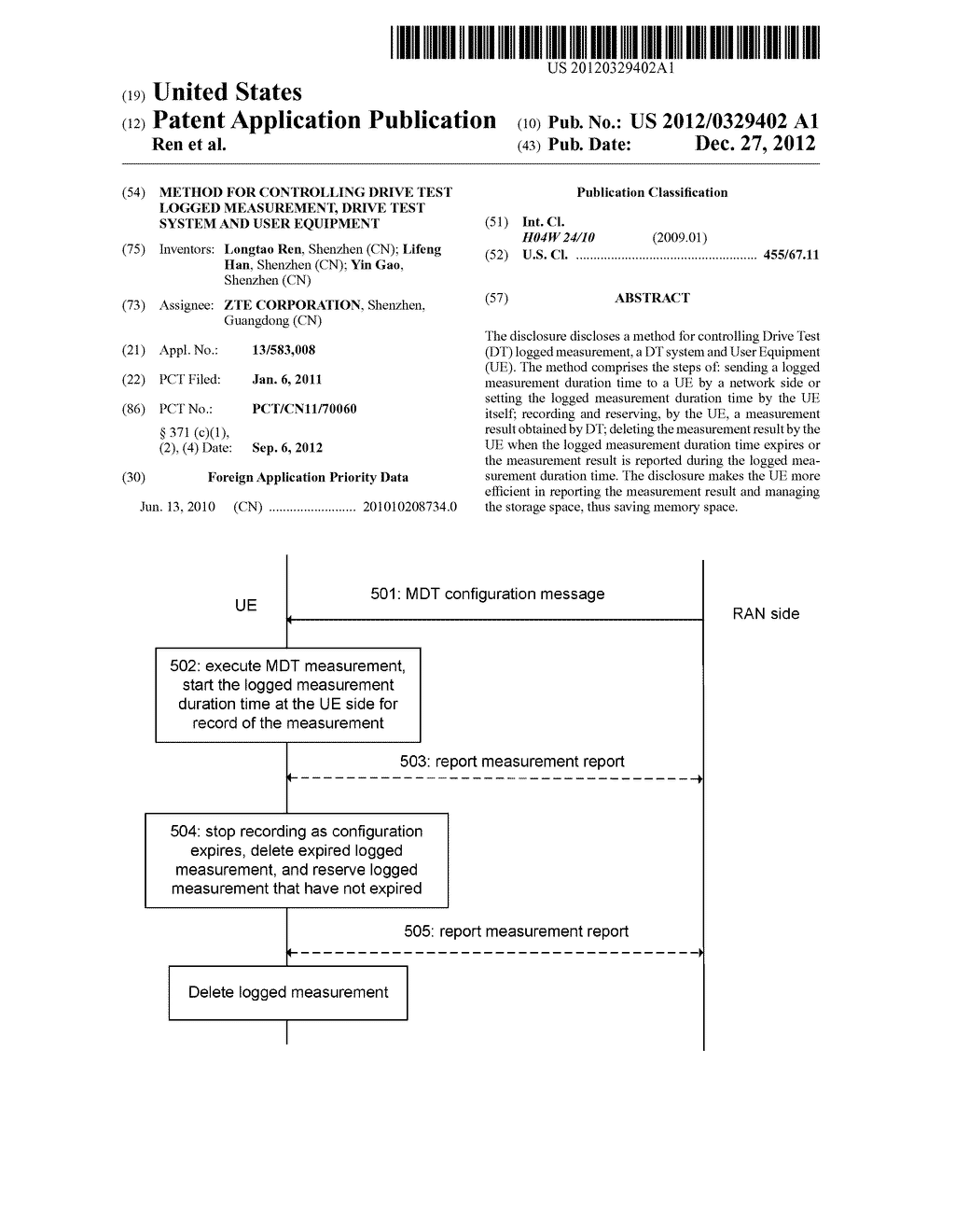 Method for controlling drive test logged measurement, drive test system     and user equipment - diagram, schematic, and image 01