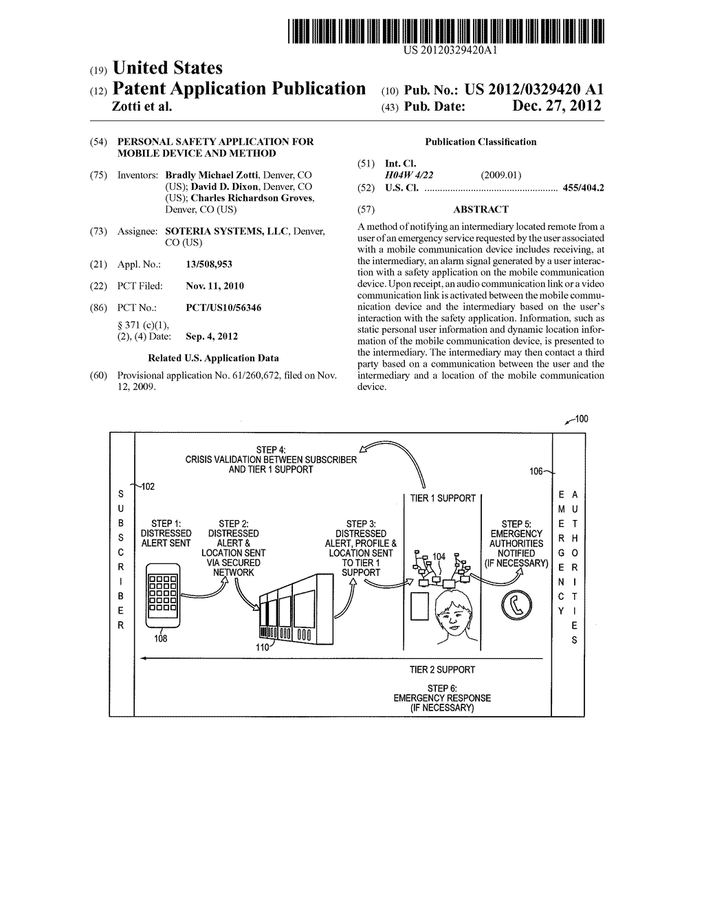 PERSONAL SAFETY APPLICATION FOR MOBILE DEVICE AND METHOD - diagram, schematic, and image 01