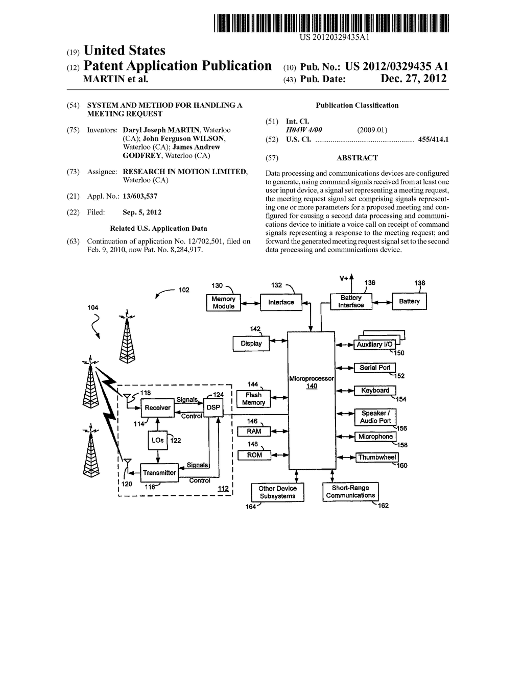 SYSTEM AND METHOD FOR HANDLING A MEETING REQUEST - diagram, schematic, and image 01