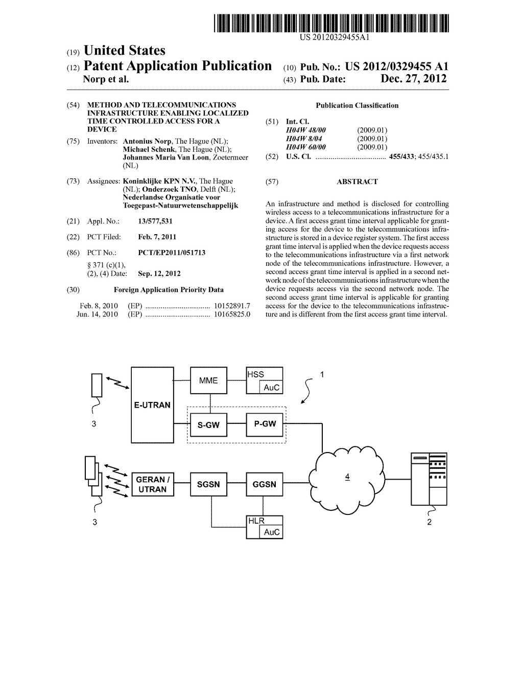 Method and Telecommunications Infrastructure Enabling Localized Time     Controlled Access for a Device - diagram, schematic, and image 01