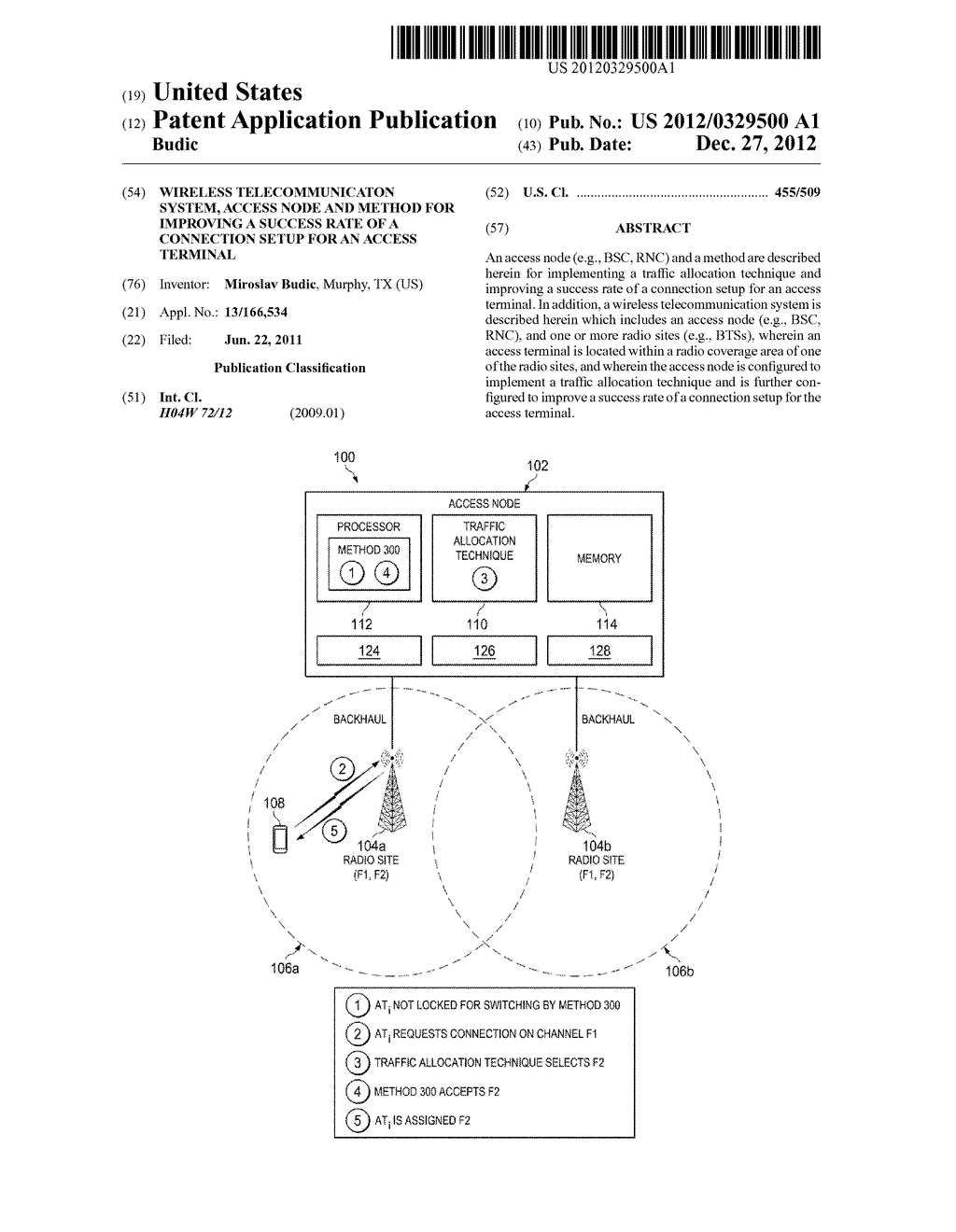 WIRELESS TELECOMMUNICATON SYSTEM, ACCESS NODE AND METHOD FOR IMPROVING A     SUCCESS RATE OF A CONNECTION SETUP FOR AN ACCESS TERMINAL - diagram, schematic, and image 01