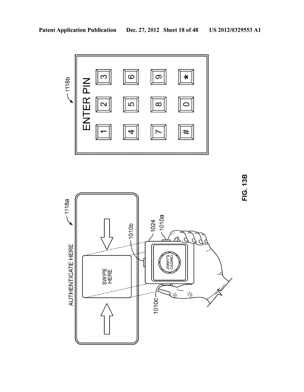 Methods of Receiving Electronic Wagers in a Wagering Game Via a Handheld     Electronic Wager Input Device - diagram, schematic, and image 19