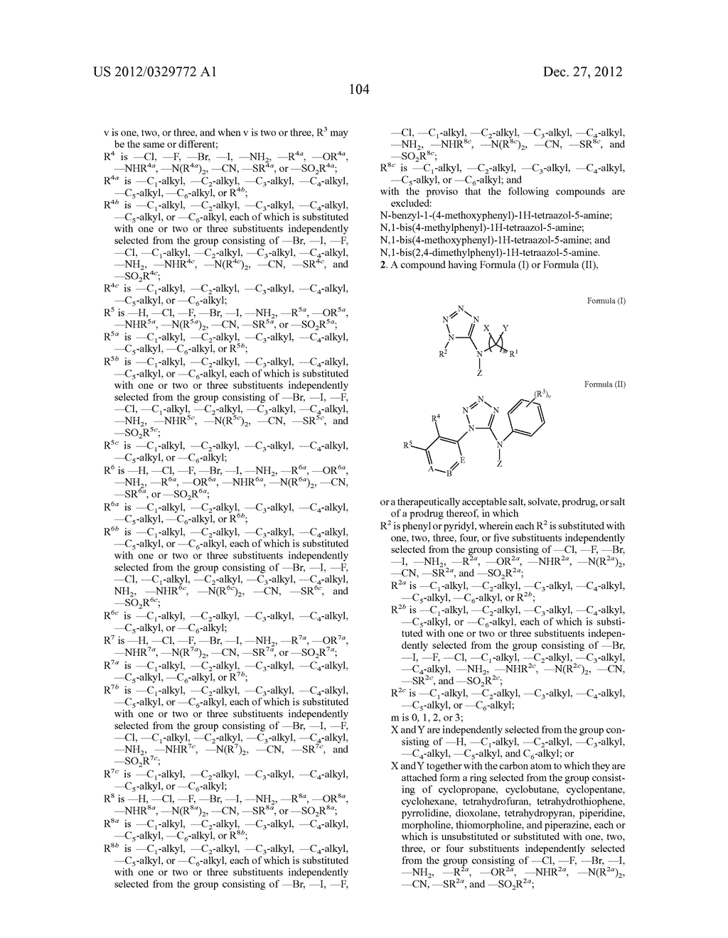 AMINO-TETRAZOLES ANALOGUES AND METHODS OF USE - diagram, schematic, and image 105